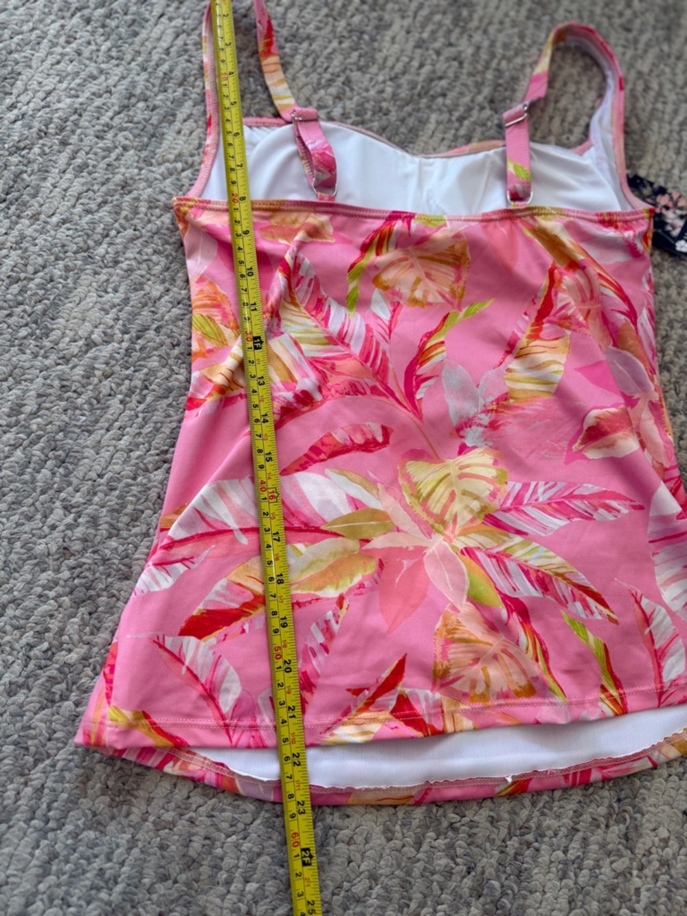 NWT Hapari Pink Tropical Tankini Top Size L Ruched Floral Swim Top - Picture 9 of 10